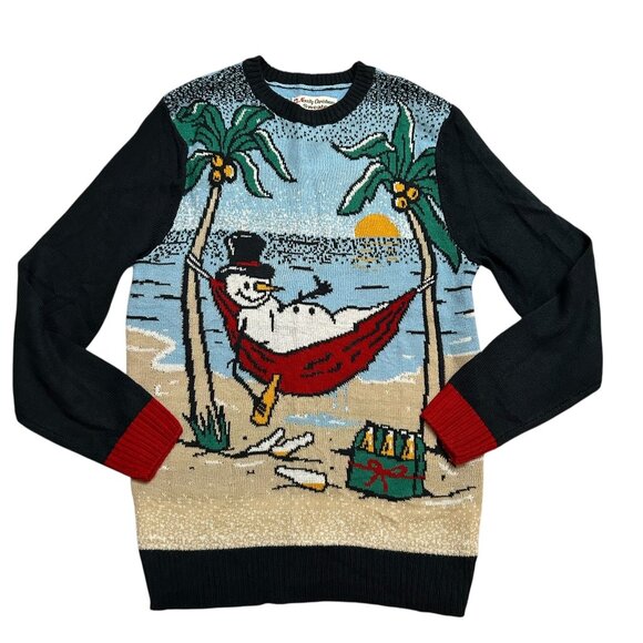 Novelty Christmas Size M Unisex Multicolor Snowman Acrylic Pullover Sweater NWT - Picture 1 of 5